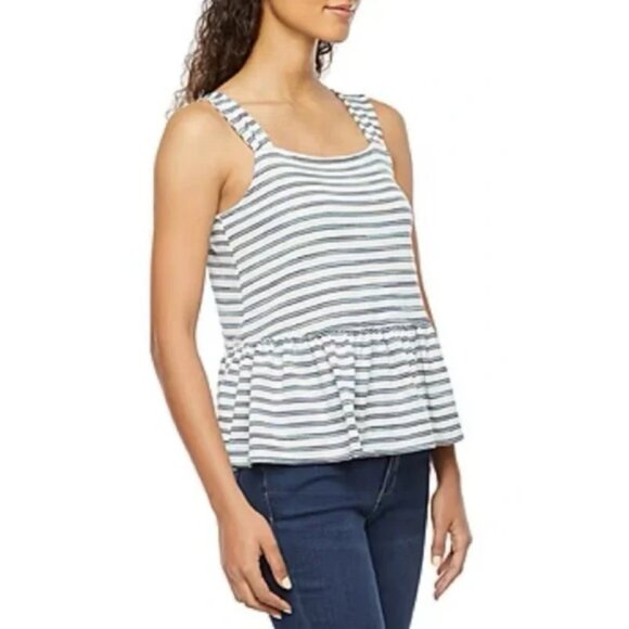 a.n.a White & Green Stripe Peplum Tank Top XL - Picture 4 of 7